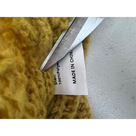 "LORAGAL" Knit Turtleneck Sweater Mustard Sz S Side Slits Bell Sleeve Millennial - Picture 9 of 12